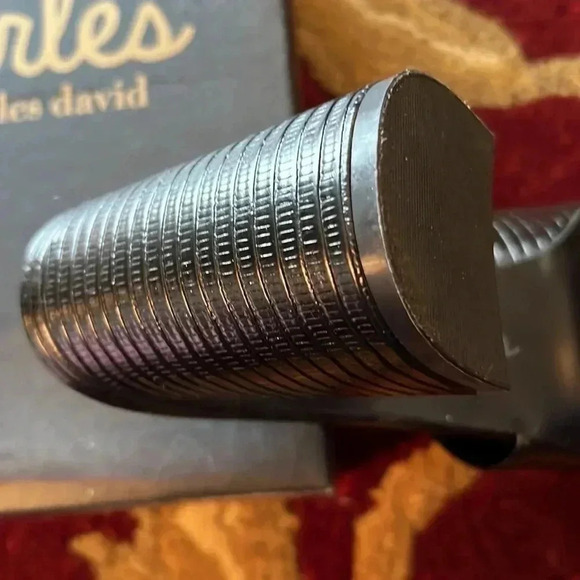 Charles Reveal Black Lizard Embossed Sandals Size 7.5 New with Tags - Picture 10 of 14